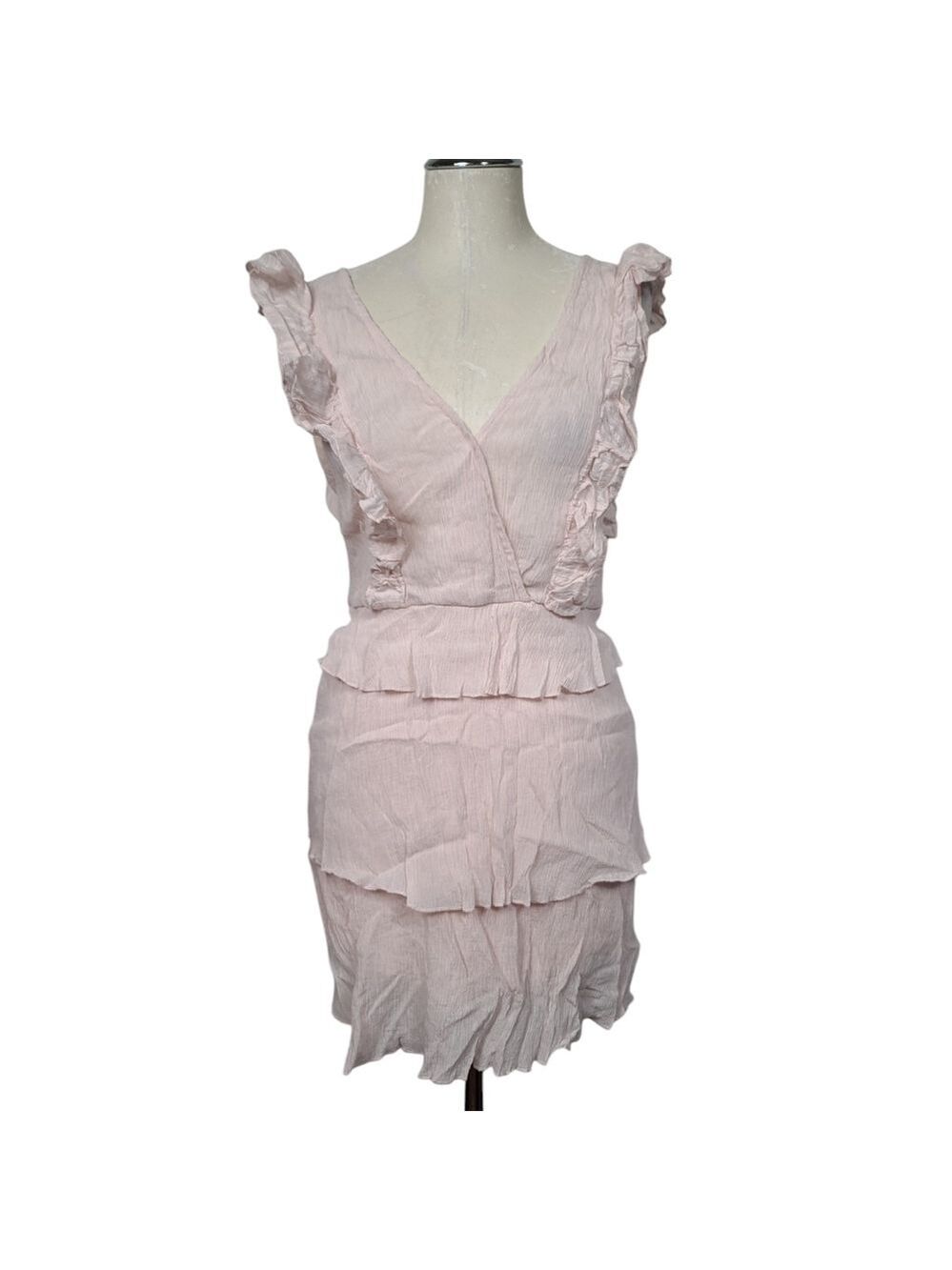 Suboo Pink Ruffle V Neck Sleeveless Mini Dress 6